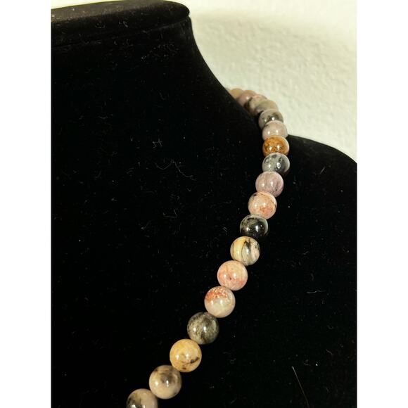 Handmade Rhodonite Necklace, 21.5 inches, Adjustable, With a Silver Extender - Picture 2 of 6